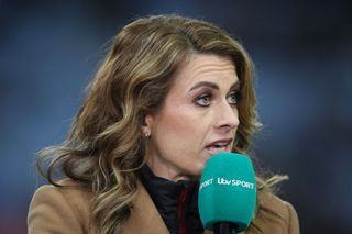 ITV Euro 2024 Karen Carney working for ITV Sport during the Emirates FA Cup Fourth Round Replay match between Aston Villa and Chelsea at Villa Park on February 7, 2024 in Birmingham, England. (Photo by James Baylis - AMA/Getty Images)
