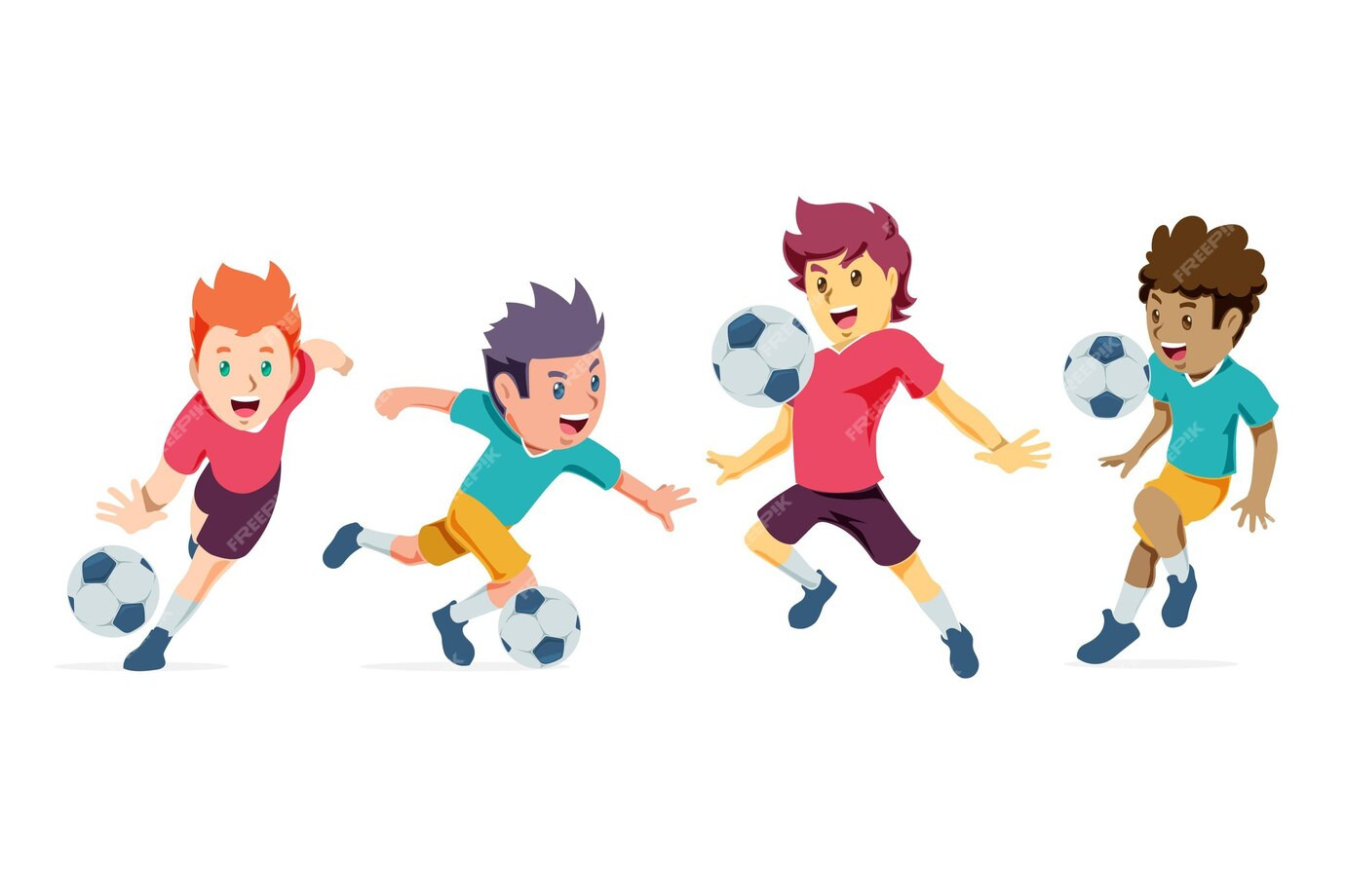 Soccer players celebrating a goal