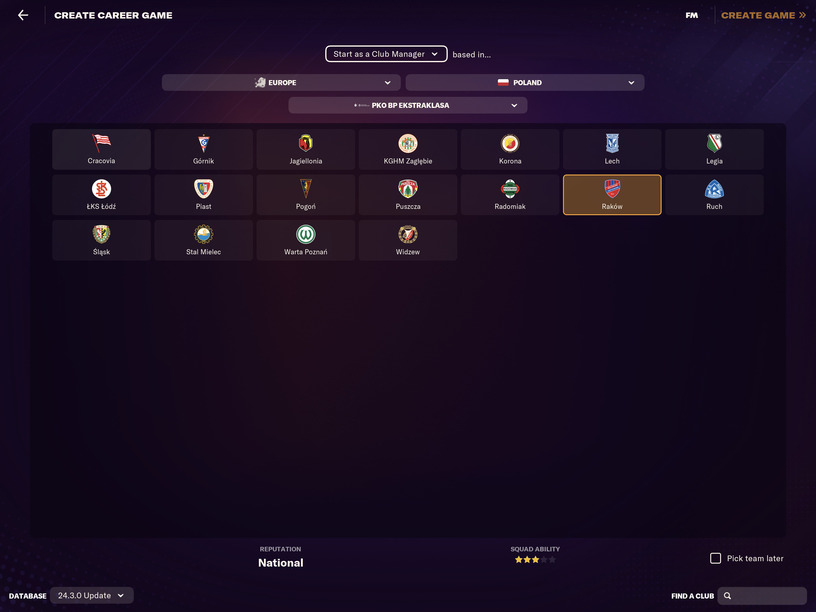 Club Selector