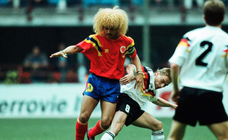 Carlos Valderrama in Colombia 1990 Away Jersey