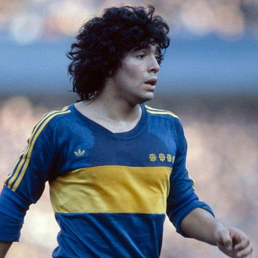 Diego Maradona Wearing Boca Juniors 1981/82 Home Shirt