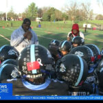 Youth football players in action
