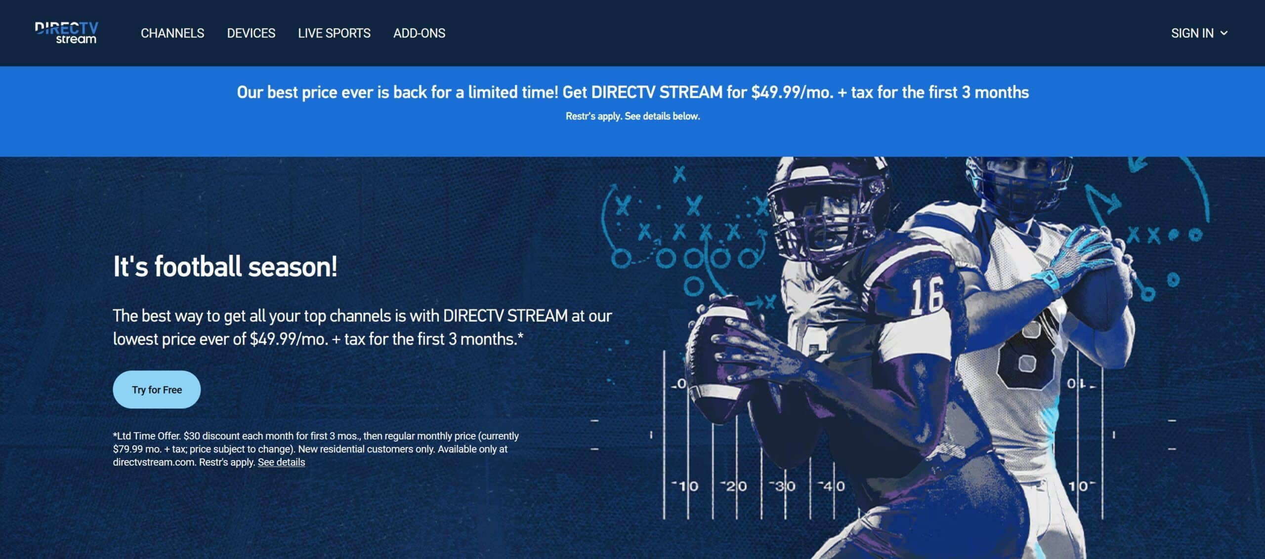 Screenshot of DirecTV Stream