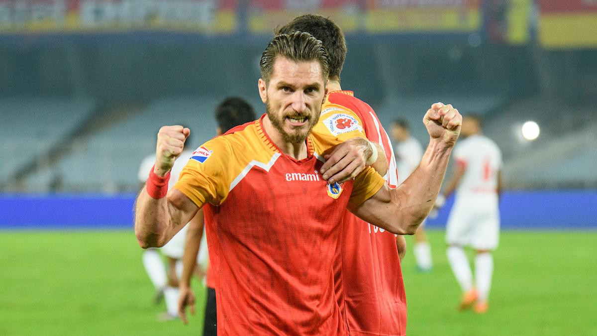 Dimitrios Diamantakos celebrating after scoring
