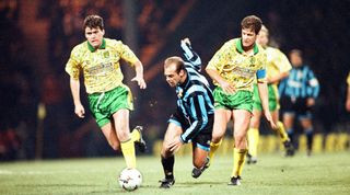 Norwich City vs Inter Milan in the UEFA Cup, featuring the bird dropping design