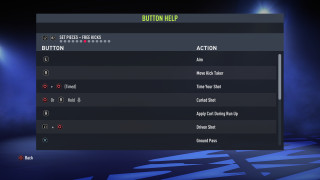 Basic Free Kick Controls for FIFA on PS4, showing how to Aim, Move Kick Taker, and Apply Curl.