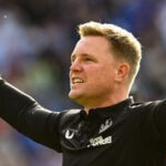 Eddie Howe Celebrates Newcastle League Cup Victory