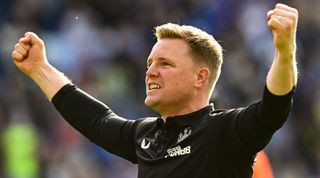 Eddie Howe Celebrates Newcastle League Cup Victory