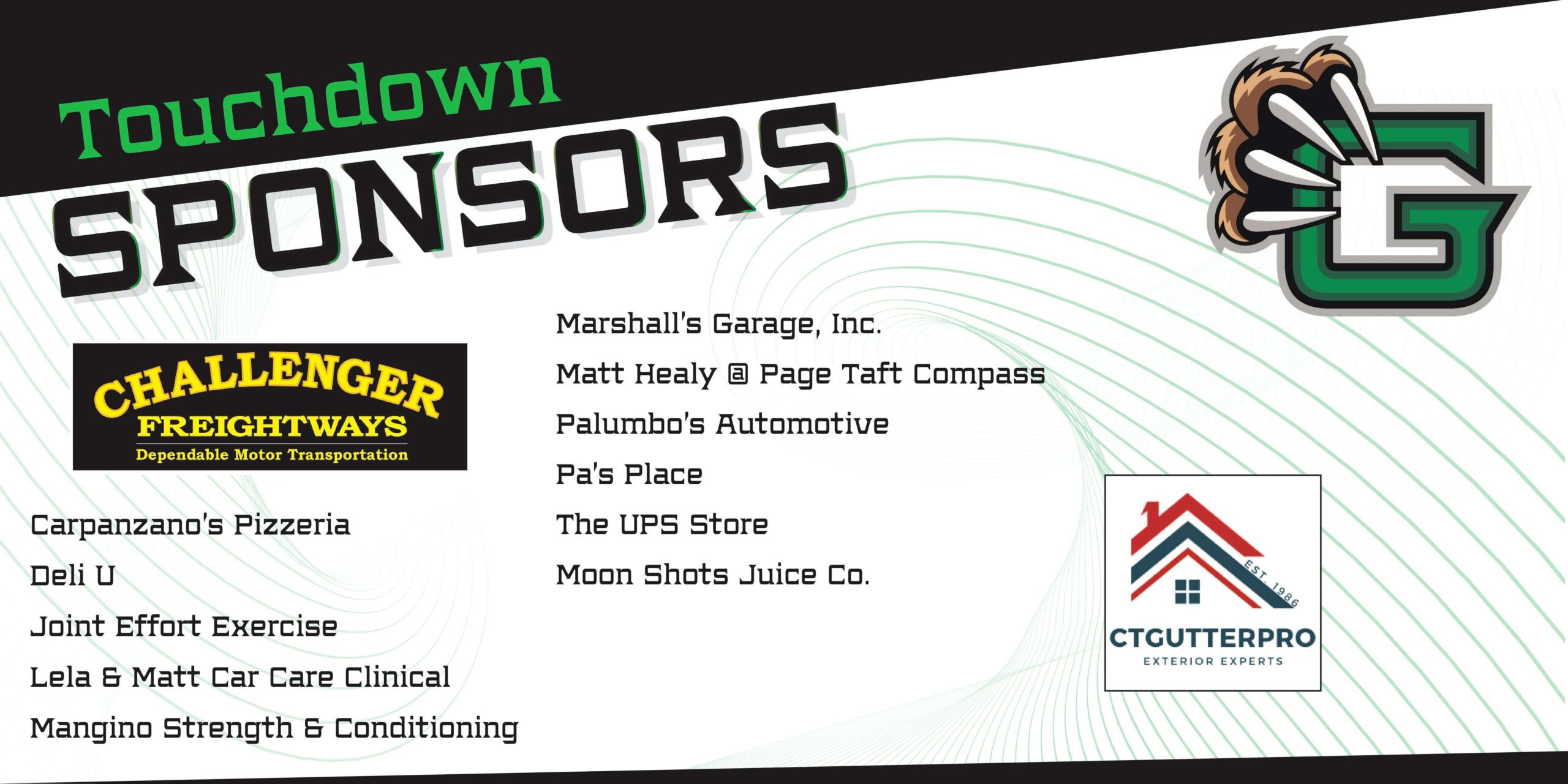 A touchdown sponsors graphic, illustrating one of our top football fundraising ideas