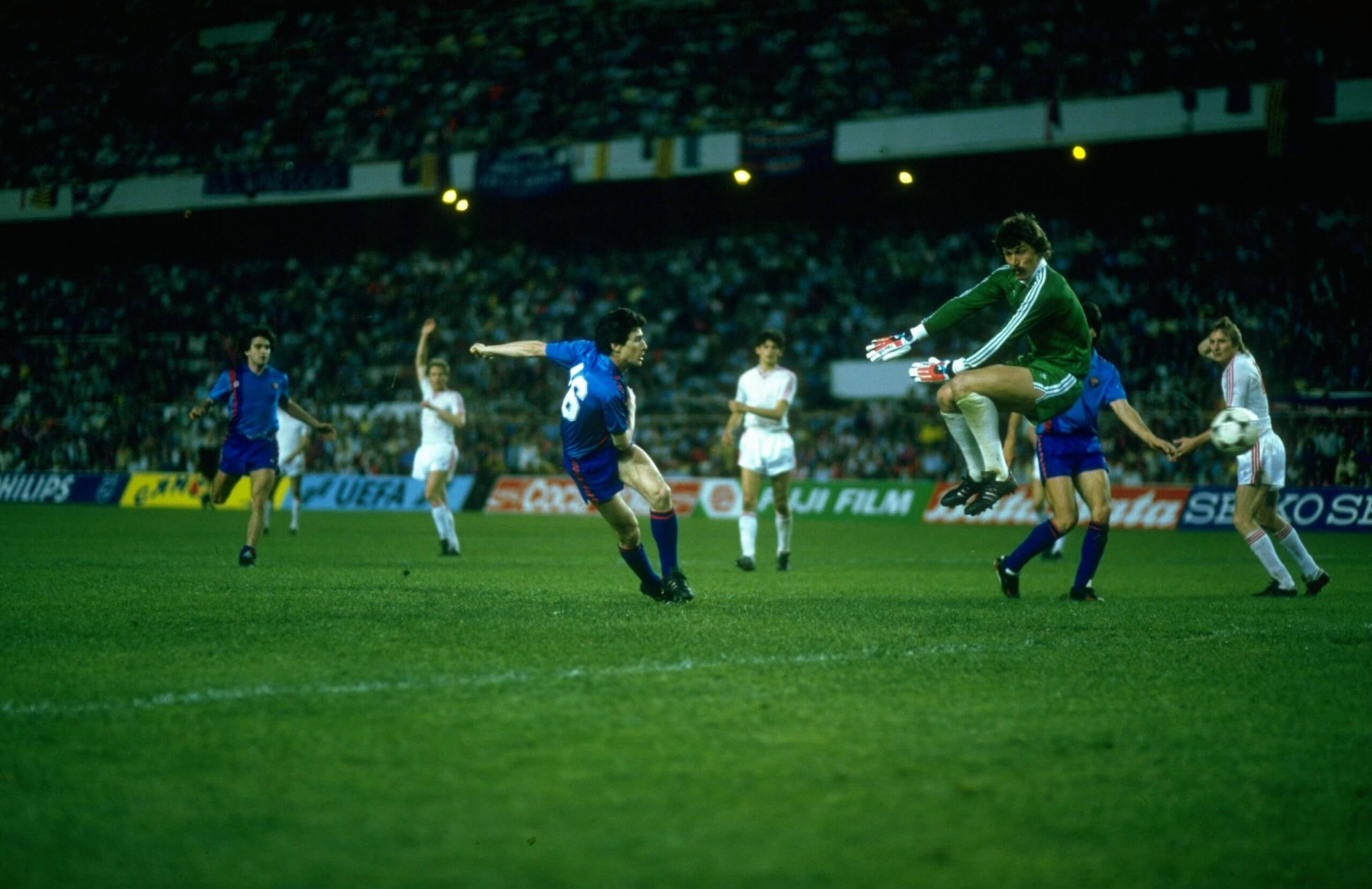 Duckadam is beaten in the final, only for Pichi Alonso’s goal to be ruled out