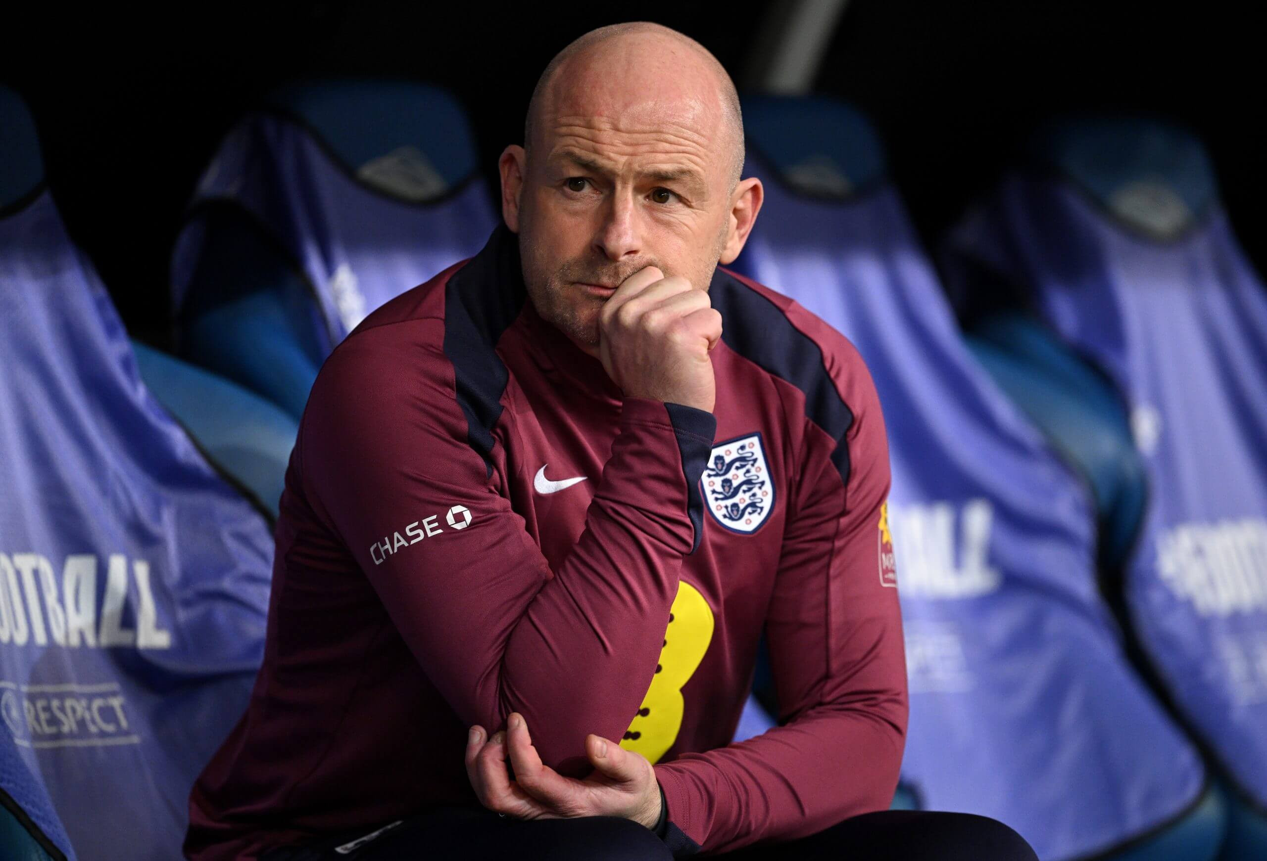 Lee Carsley overseeing a match, representing his interim role and strategic contributions during a transitional period for the team.