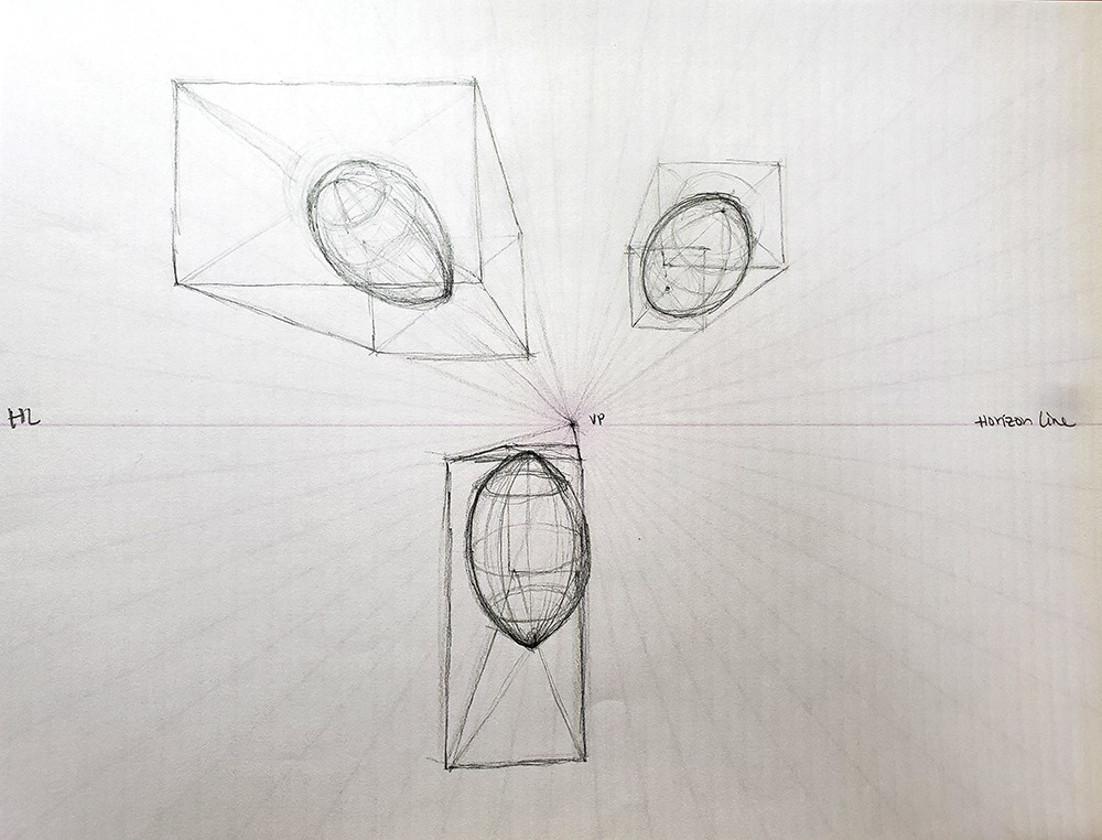 how to draw a football one point perspective_step 2