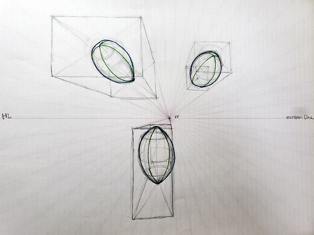 how to draw a football one point perspective_step 3