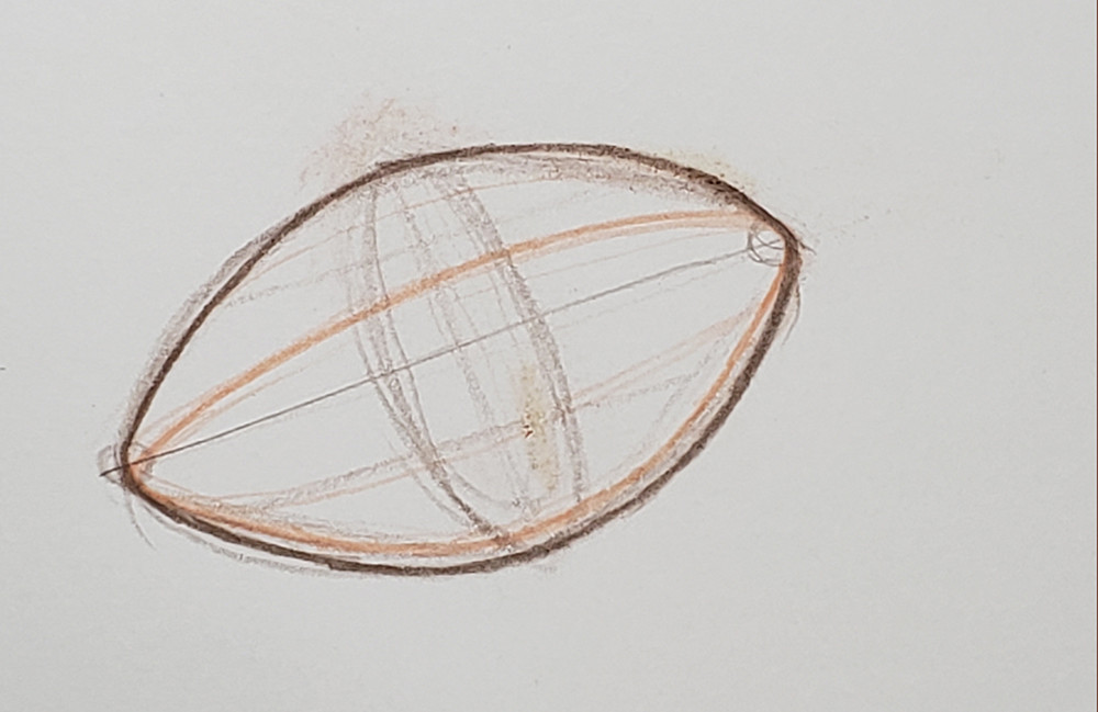 how to draw a football with laces_step 1