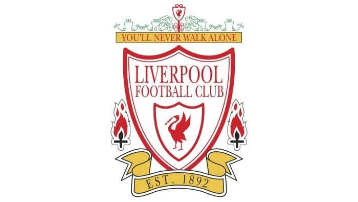 Liverpool FC logo from 1993 to 1999, featuring a flame symbolizing the Hillsborough tragedy
