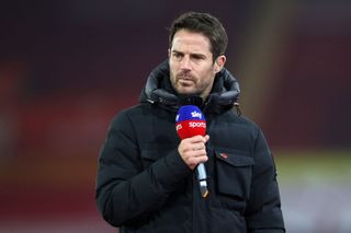 Jamie Redknapp speaks on Sky Sports during the Premier League match between Southampton and Newcastle United at St Mary
