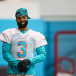Odell Beckham Jr. of the Miami Dolphins running on the field