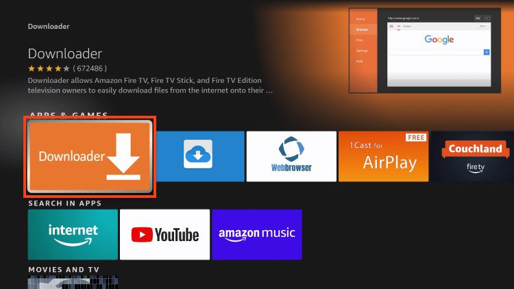 Install the Downloader app on your device.