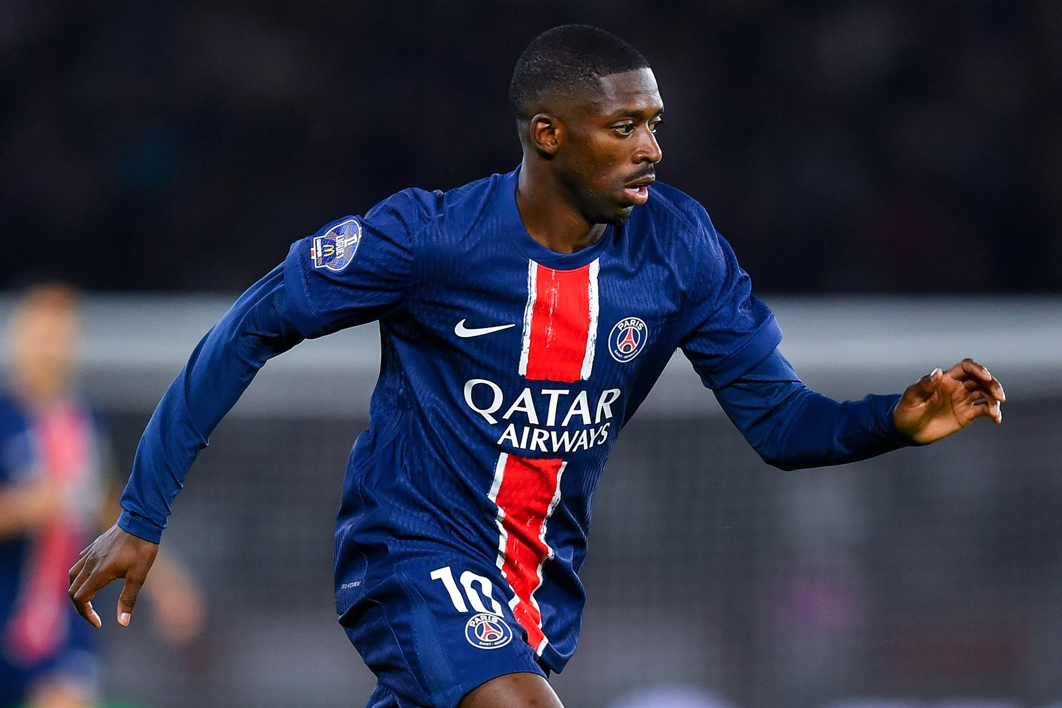 Ousmane Dembele celebrates a goal for PSG