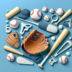 Paper art illustration for a baseball quiz on a sky blue background