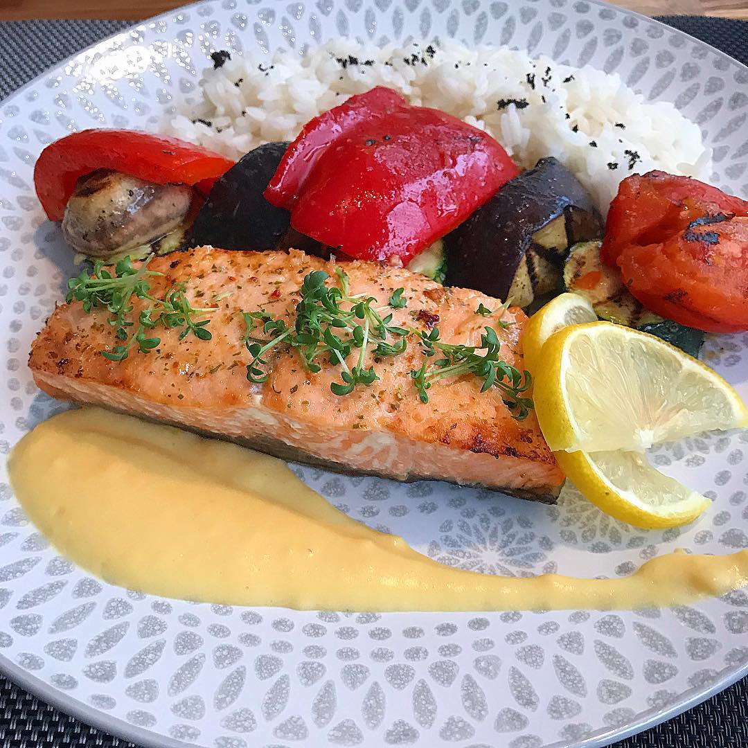 Salmon, Veg, Rice Cooked In Coconut Milk