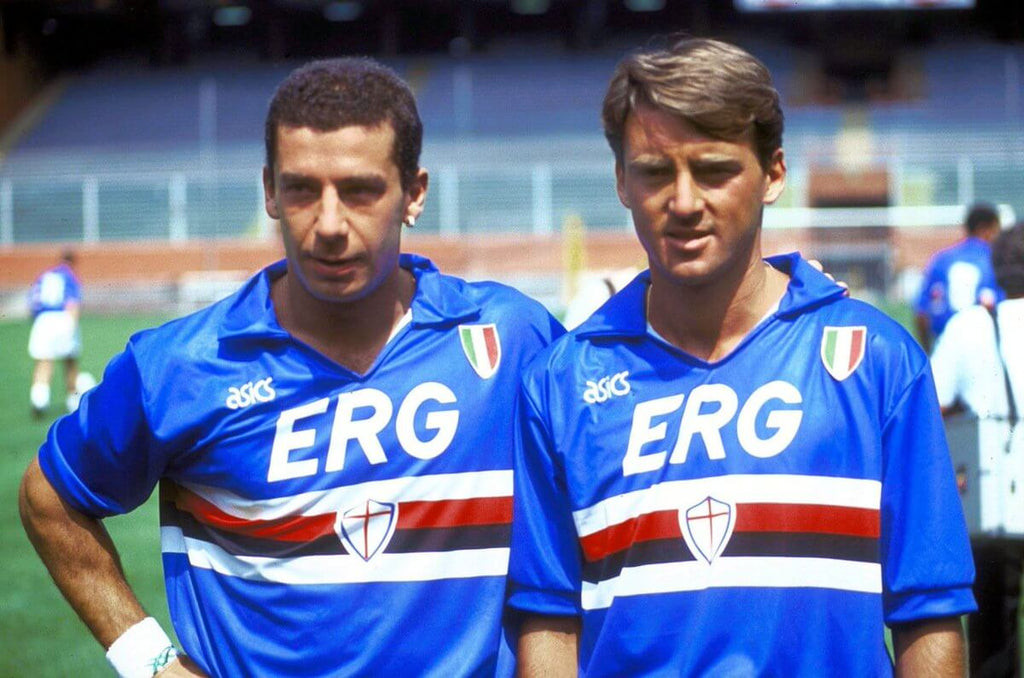 Roberto Mancini and Gianluca Vialli in Sampdoria 1990/92 Home Kit