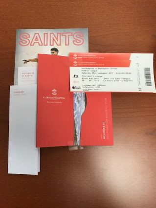 Southampton hospitality package including program, tickets and lounge entrance.