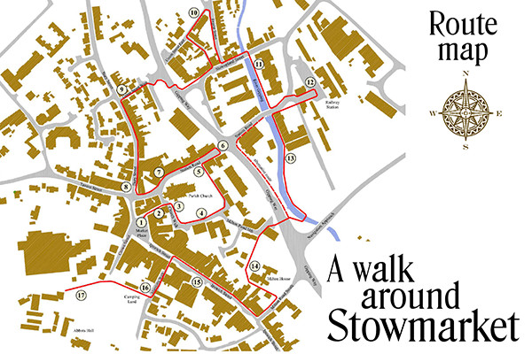 Route map of Stowmarket Town Trail